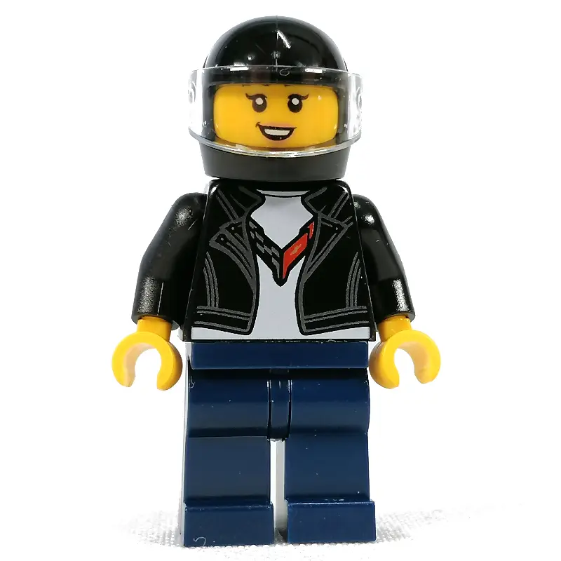 Race Driver - Black Torso, Jacket, Dark Blue Legs, Black Helmet