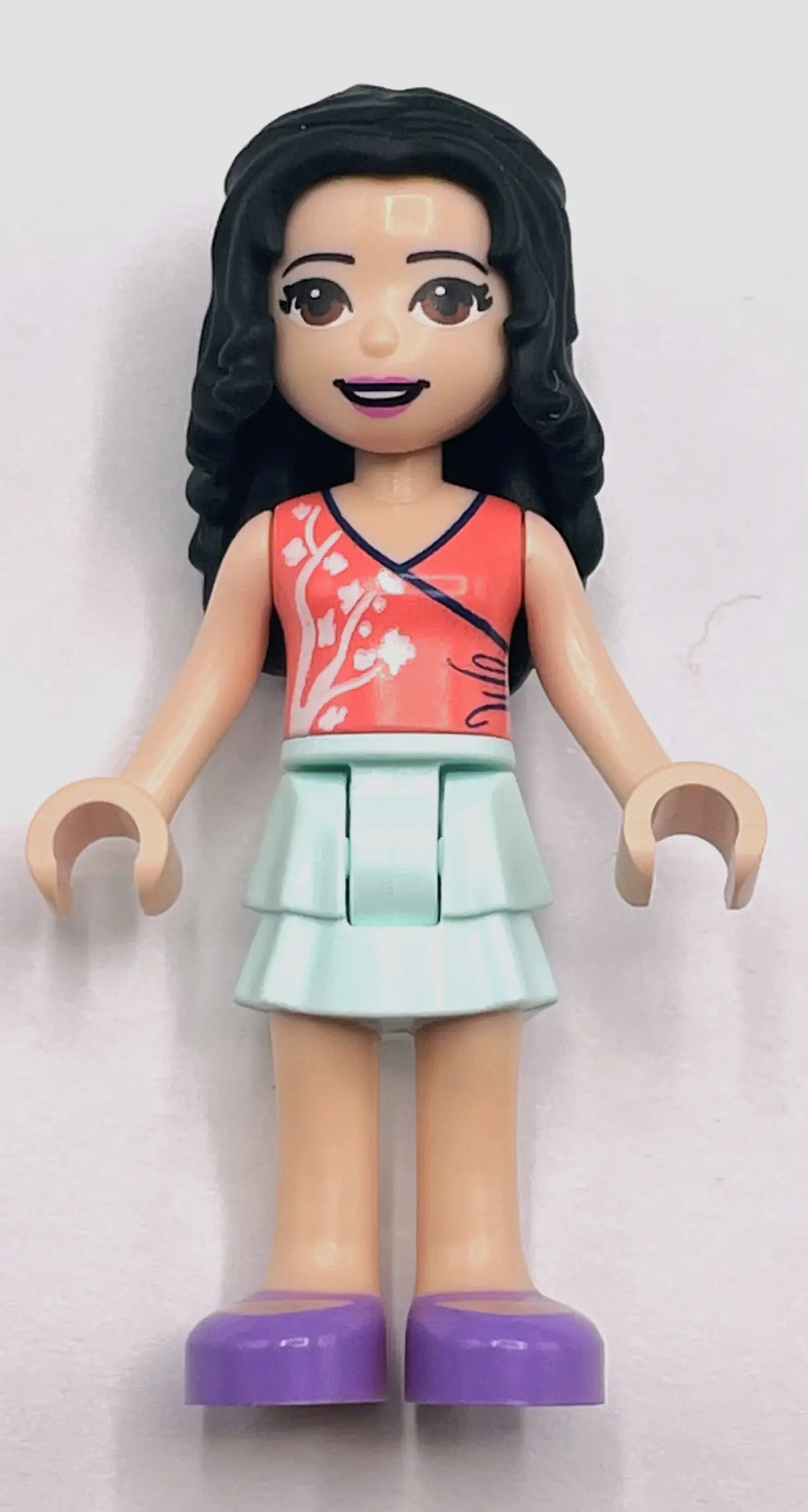 Emma - Coral Top, Light Aqua Skirt, Lavender Shoes
