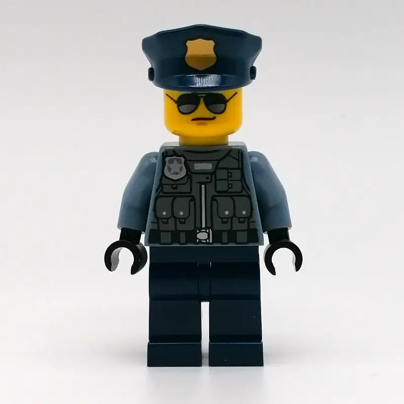 Police Officer, Sand Blue Torso, Dark Blue Legs