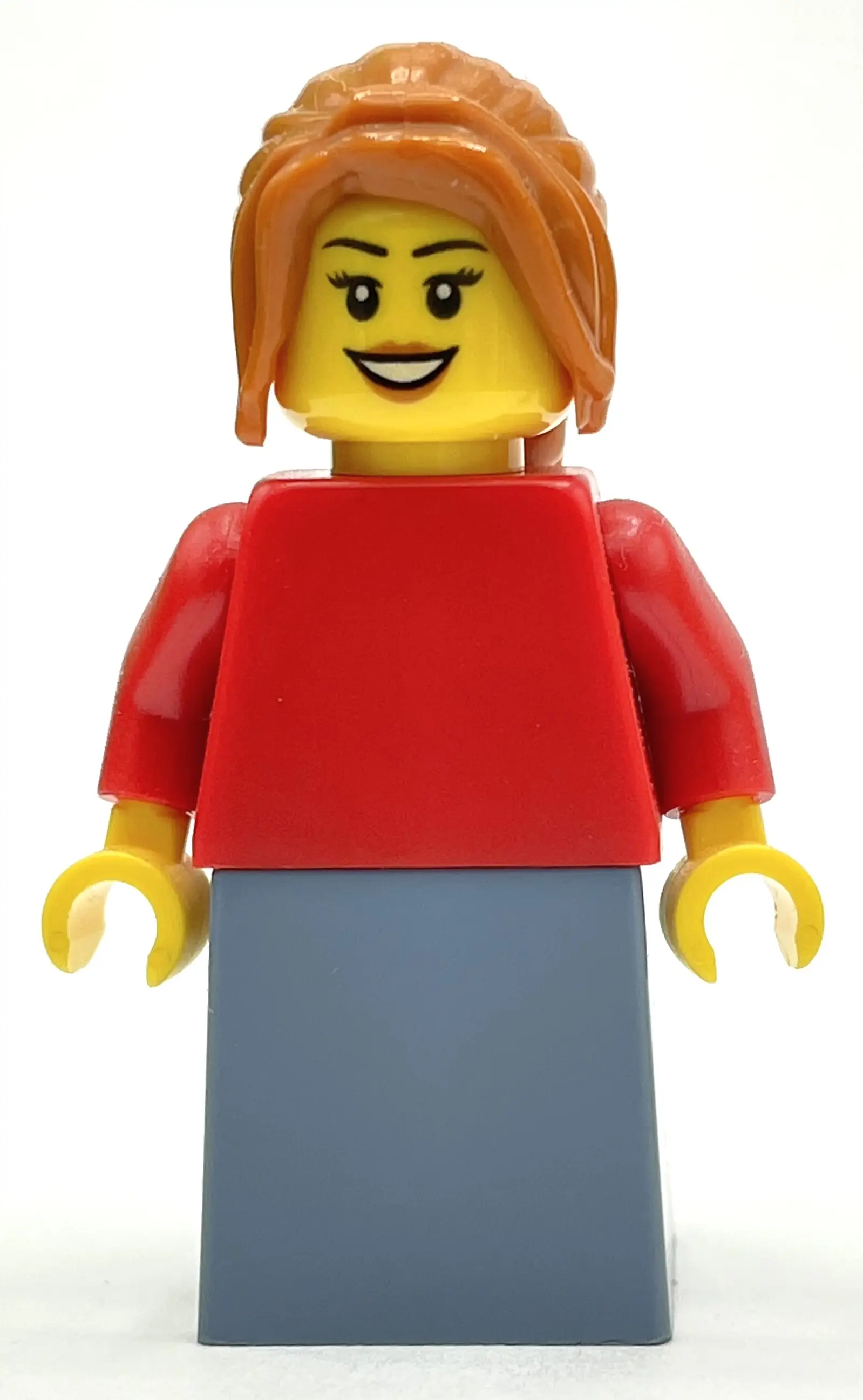 Woman, Red Torso, Sand Blue Skirt