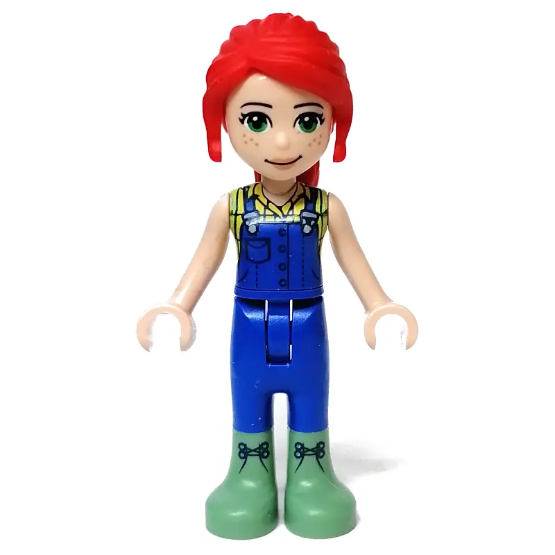 Mia - Bright Light Yellow Shirt, Blue Overalls, Sand Green Boots