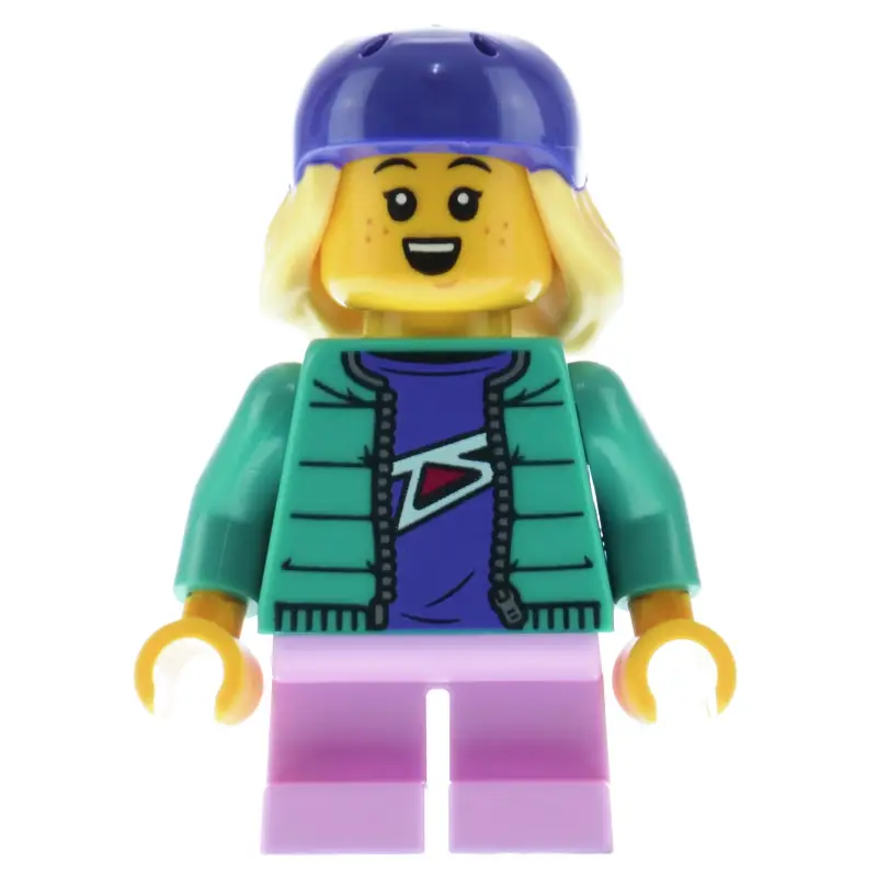 Girl, Dark Turquoise Jacket, Dark Purple Bike Helmet