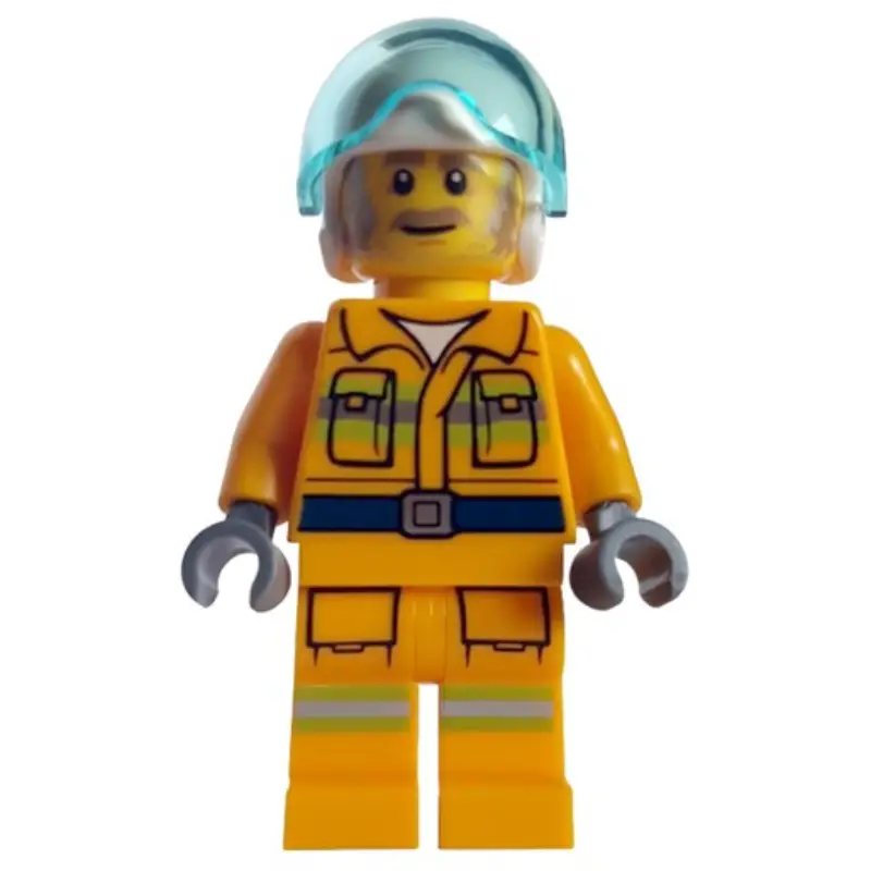Pilot, Bright Light Orange Fire Suit, White Helmet