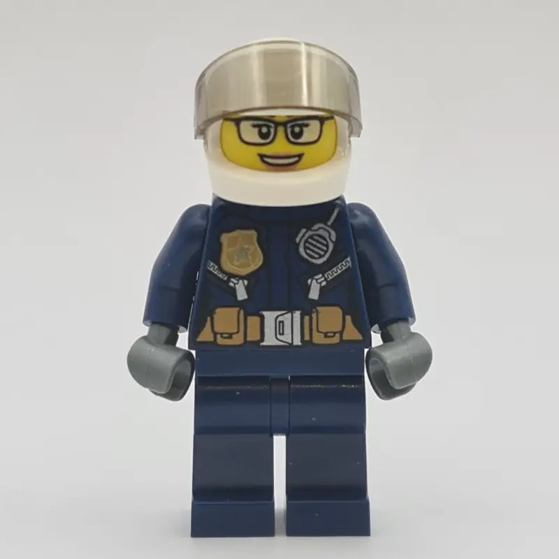 Policewoman, Dark Blue Uniform, White Helmet