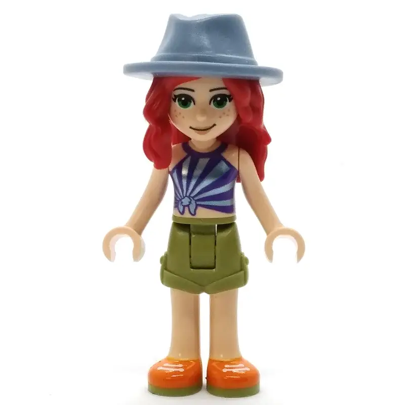 Mia - Dark Purple Top, Olive Green Skirt, Sand Blue Hat