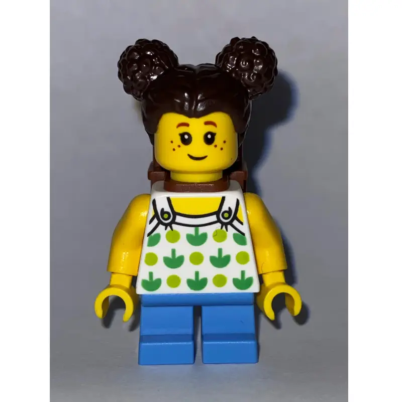 Kid - White Torso, Medium Blue Legs, Dark Brown Hair, Backpack