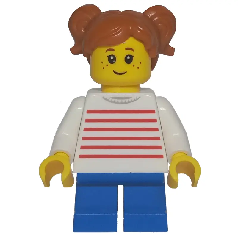 Kid - White Torso, Blue Legs, Dark Orange Hair