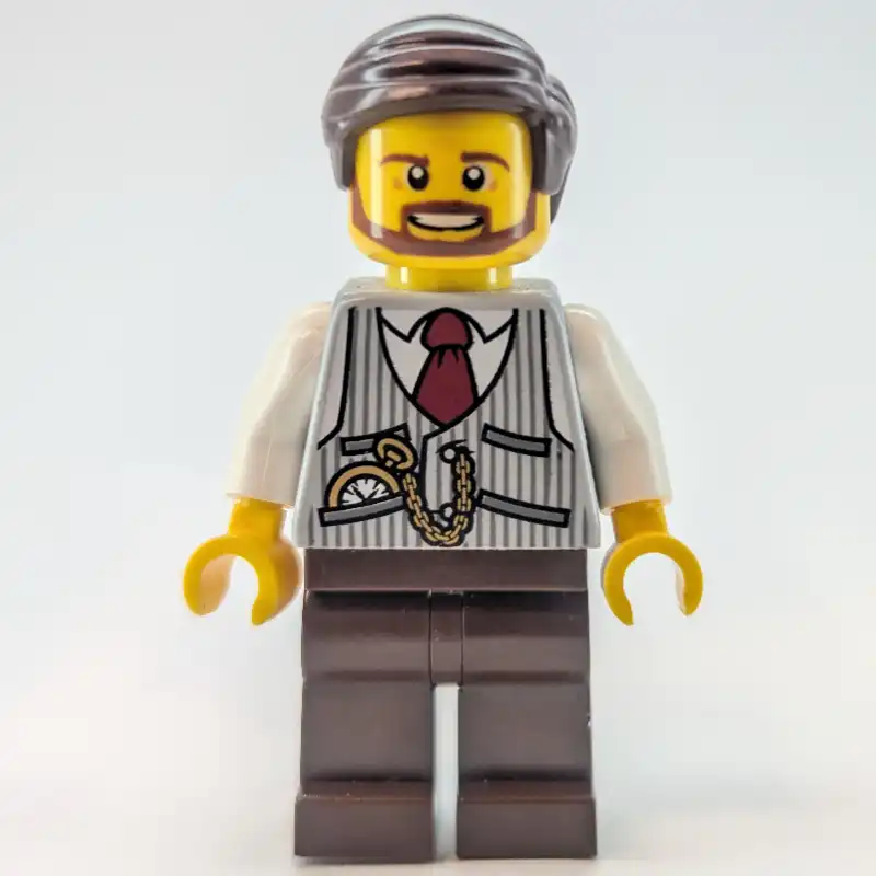 Light Bluish Grey Torso, Dark Brown Legs, Dark Brown Hair