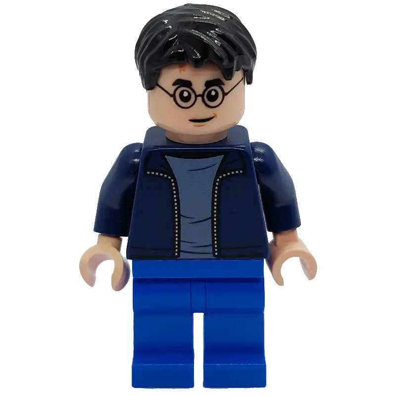 Harry Potter, Open Dark Blue Jacket over White Shirt, Blue Legs