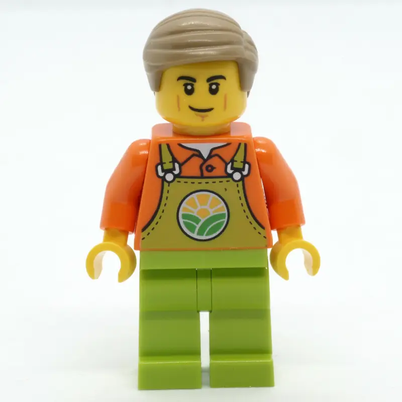 Farmer, Lime Overalls, Dark Tan Hair
