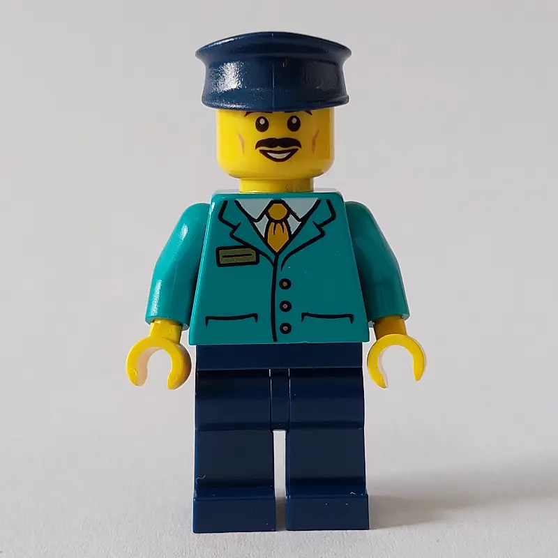 Train Driver, Dark Turquoise Jacket, Dark Blue Hat