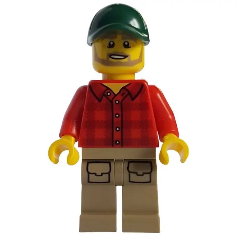 Harry Handle - Red Torso, Dark Tan Legs, Dark Green Cap