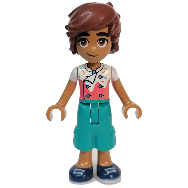 Leo - White/Coral Top, Dark Turquoise Pants