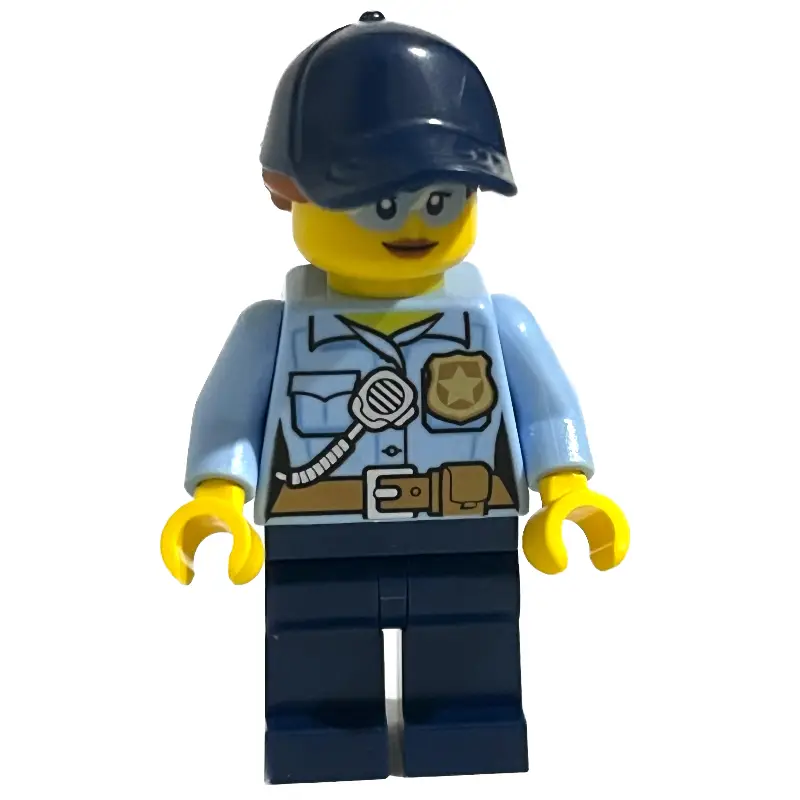 Police Officer, Bright Light Blue Shirt, Dark Blue Legs and Cap