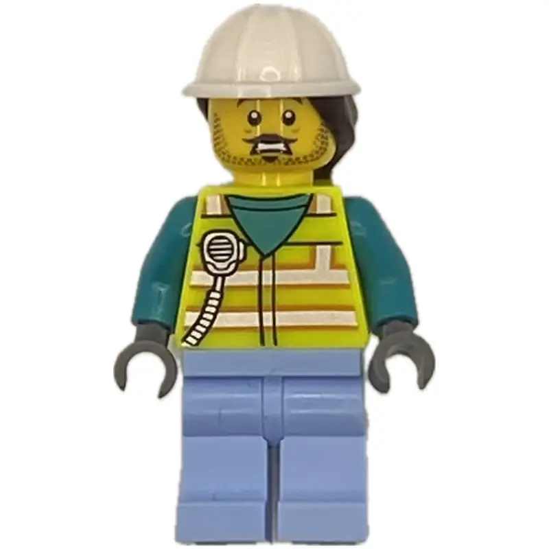 Man, Vibrant Yellow Safety Vest, White Hard Hat