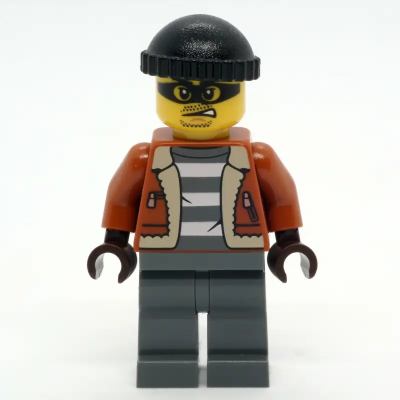Criminal, Dark Orange Jacket, Dark Bluish Gray Legs, Black Beanie