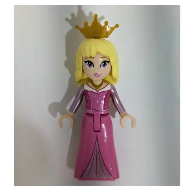 Aurora - Dark Pink Dress, Silver Decoration, Pearl Gold Crown, Big Eyes