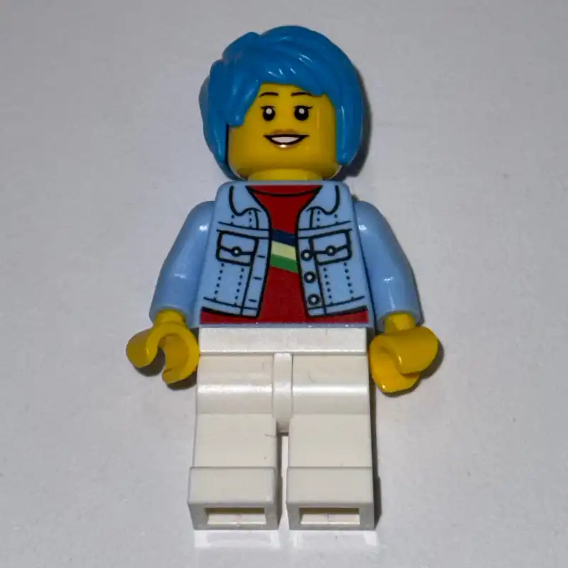 Aki Jones - Bright Light Blue Jacket, White Legs, Dark Azure Hair