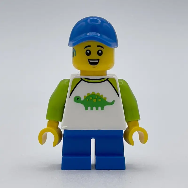 Boy, Dinosaur Shirt, Short Blue Legs, Blue Cap