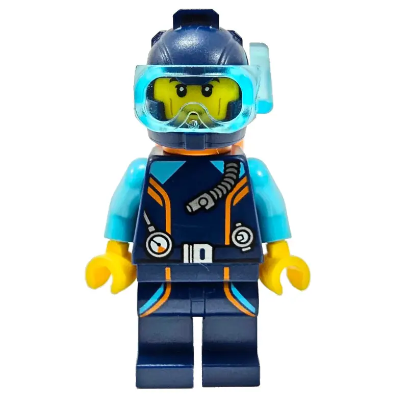 Ocean Explorer Diver, Man, Dark Blue Wetsuit and Helmet