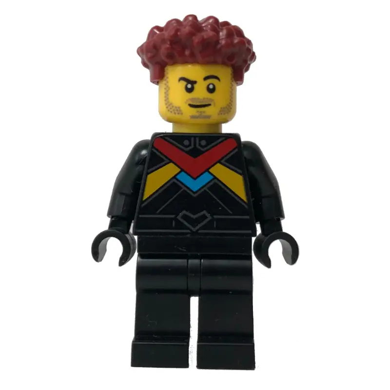 Race Driver - Black Torso, Black Legs, Dark Red Hair
