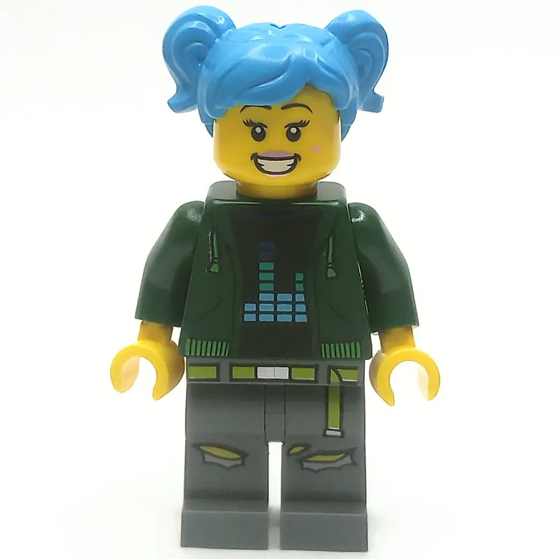 Dark Green Torso, Dark Bluish Grey Legs, Dark Azure Hair