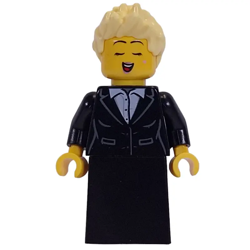 Carol Singer, Black Torso, Black Dress, Bright Light Yellow Hair