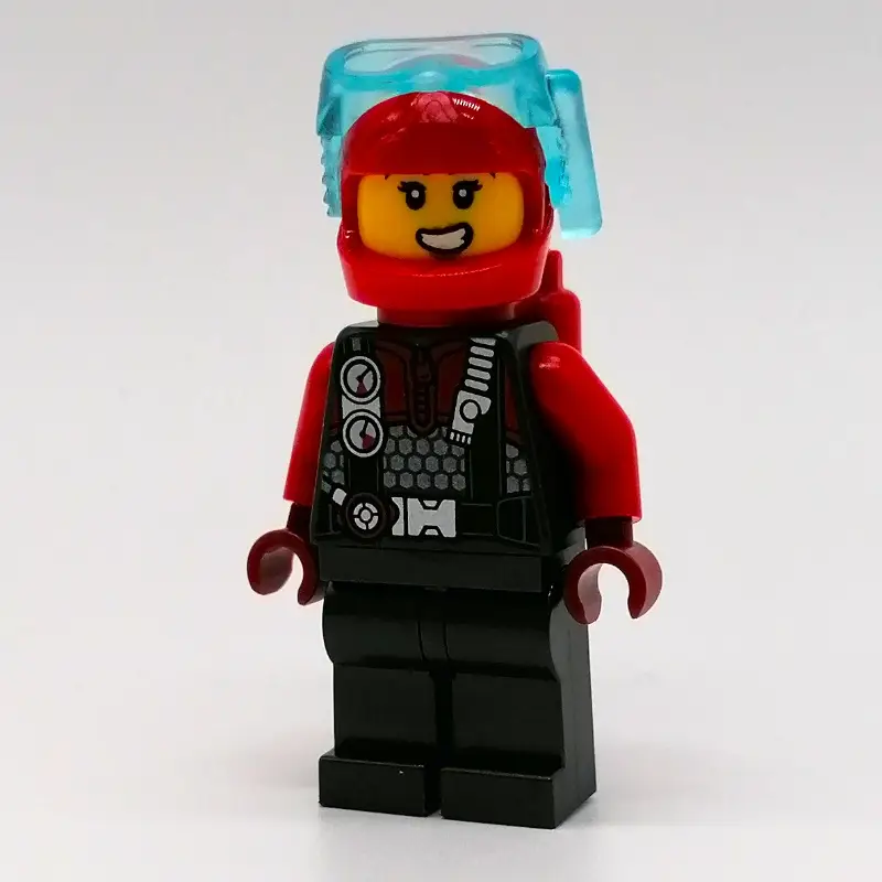 Diver - Pearl Titanium Torso, Legs, Red Airtanks, Red Helmet