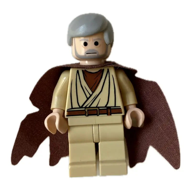 Obi-Wan Kenobi, Old, Tan Robes, Hair, Black Eyes, Tattered Cape