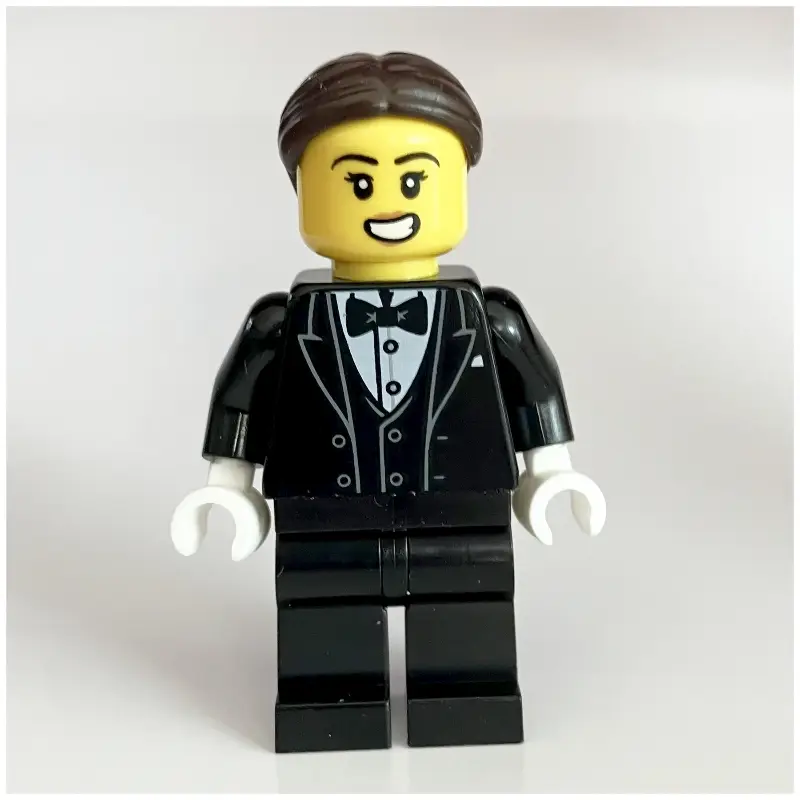 Waiter, Black Tuxedo, Dark Brown Hair