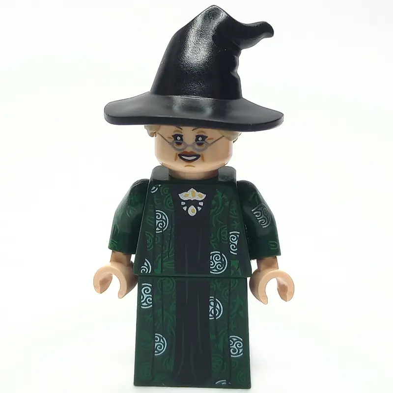 Professor Minerva McGonagall, Dark Green Robe, Black Hat with Dark Tan Hair, Silver Circle Symbols