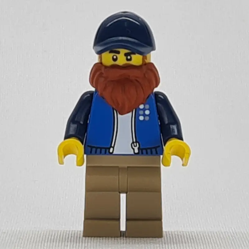 Man, Dark Azure Jacket, Dark Tan Legs, Dark Blue Hat, Dark Orange Beard