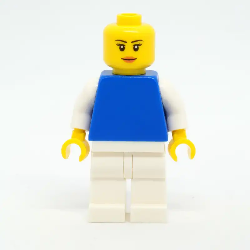 Woman, Blue Torso with White Arms, White Legs, Peach Lips