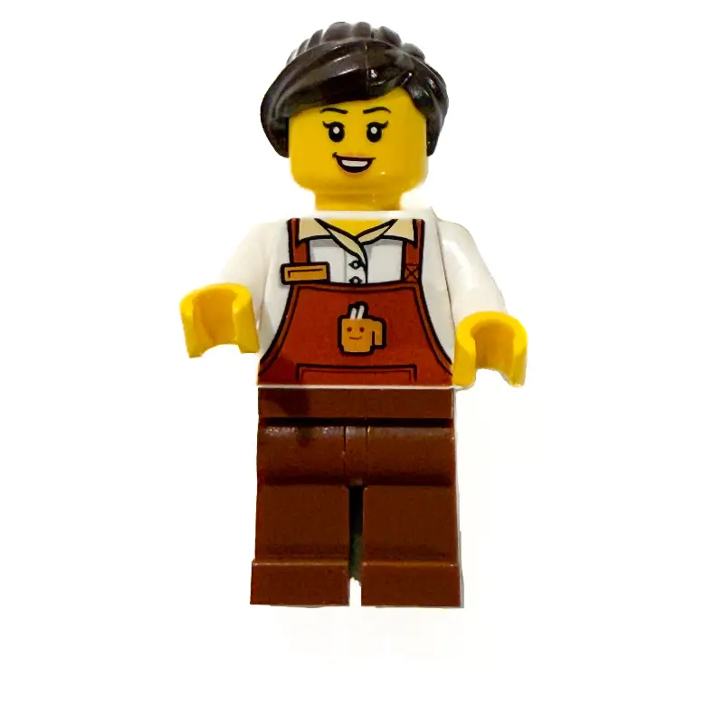Barista, Reddish Brown Apron, Dark Brown Hair