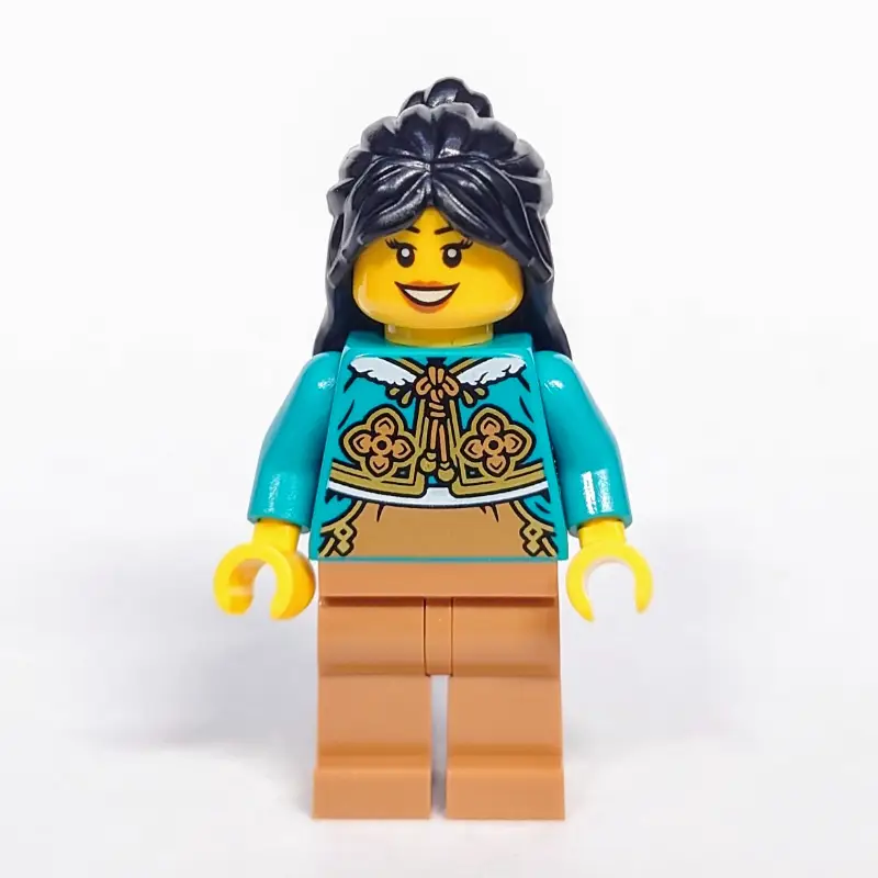 Dark Turquoise Torso, Medium Nougat Legs, Black Hair