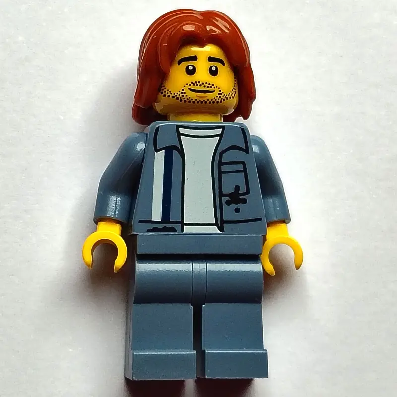 Scrapyard Worker, Sand Blue Overall, Dark Orange Hair