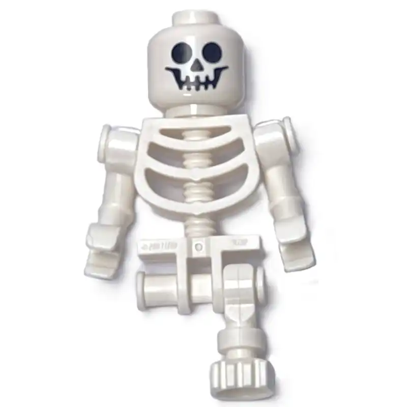 Skeleton, Standard Face, Bent Arms, Vertical Hand Clips, 78132 Torso, Missing Right Leg