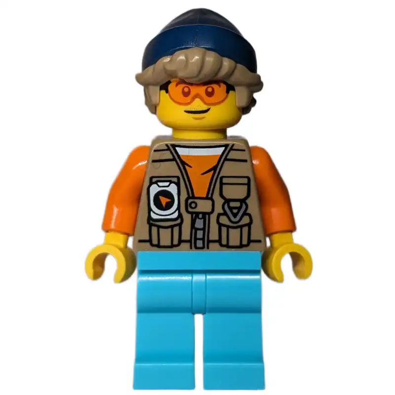 Train Driver, Dark Tan Vest, Medium Azure Legs, Dark Blue Hat