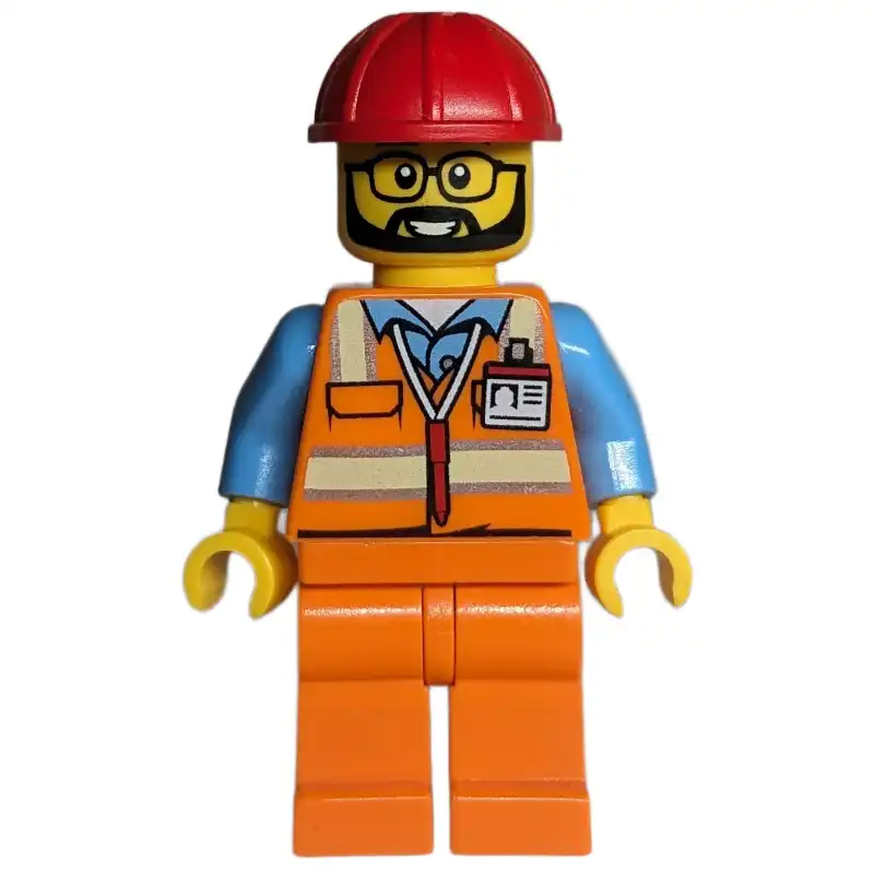 Worker - Orange Safety Vest, Orange Legs, Red Helmet