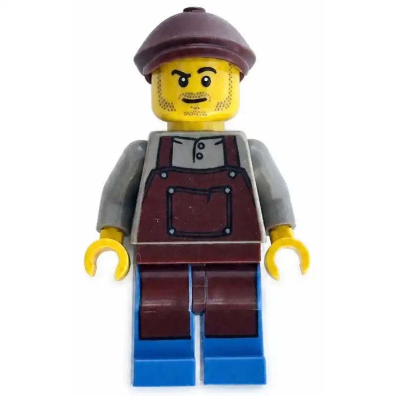Man, Reddish Brown Apron, Reddish Brown Cap