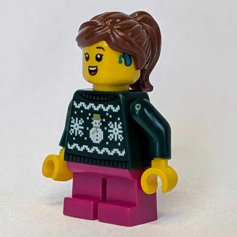Kid, Dark Green Torso, Dark Pink Legs, Reddish Brown Hair