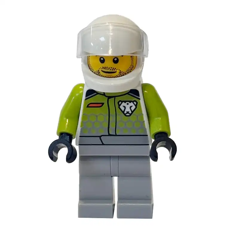 Race Driver, Lime Torso, Light Bluish Grey Legs, White Helmet