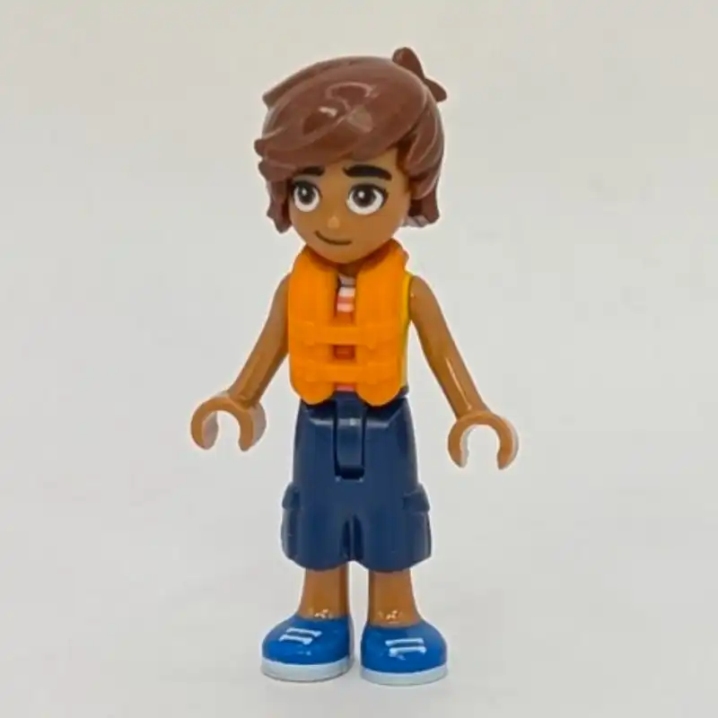 Leo, Bright Light Orange Vest, Dark Blue Pants, Life Vest