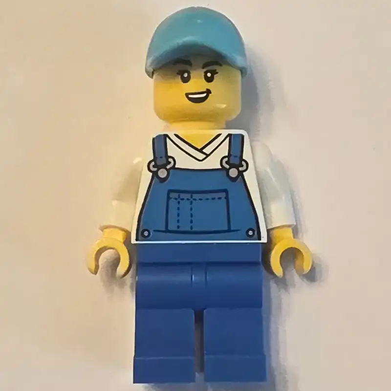 Car Wash Worker, Blue Overalls, Medium Azure Cap